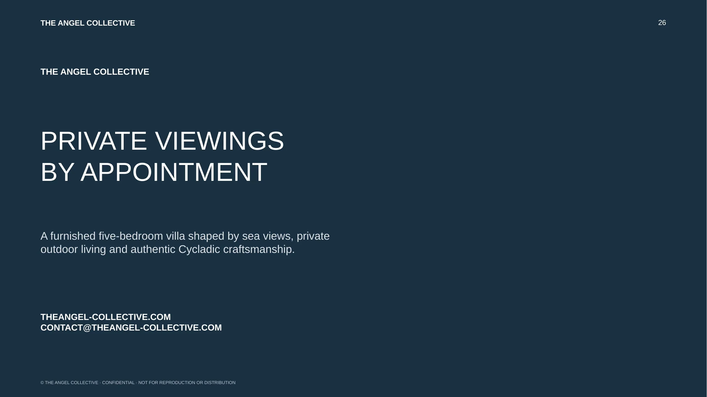 Private viewings: Private viewing and contact information for El Sueno, a five-bedroom villa in Kalafati, Mykonos.