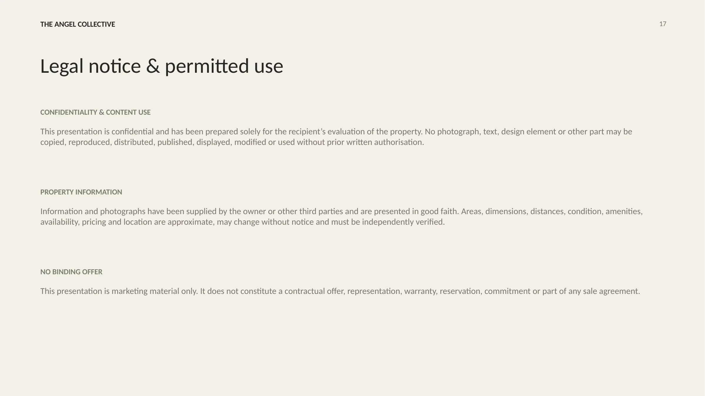 Confidentiality, property information and permitted-use notice for the Loulos residence presentation.