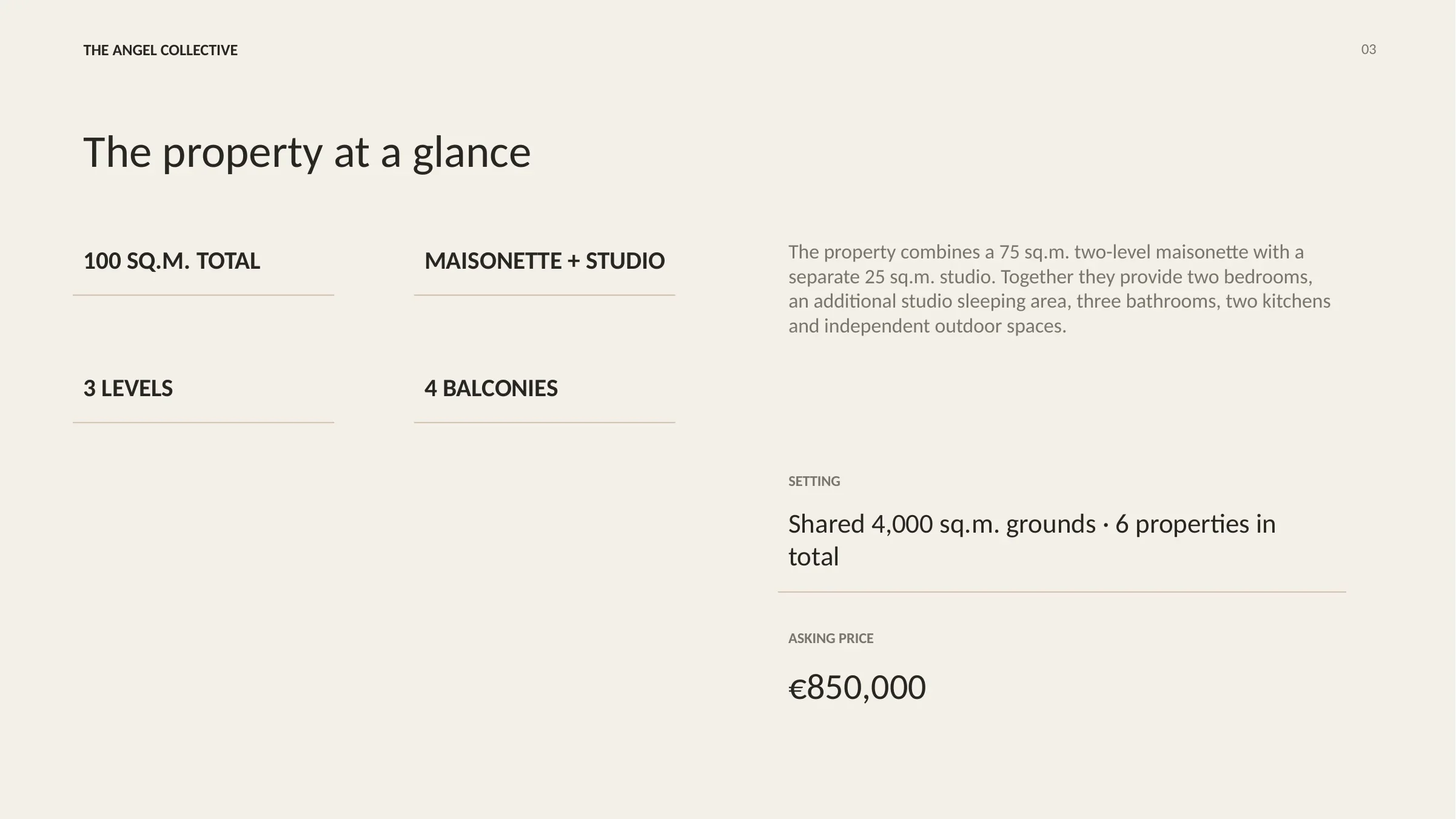 Overview of a 100-square-metre property combining a two-level maisonette and an independent studio.