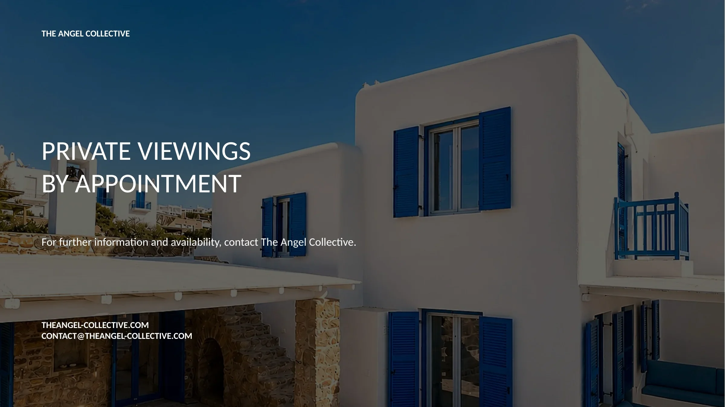 Private viewing and contact information for a renovated seaside residence in Loulos, Mykonos.