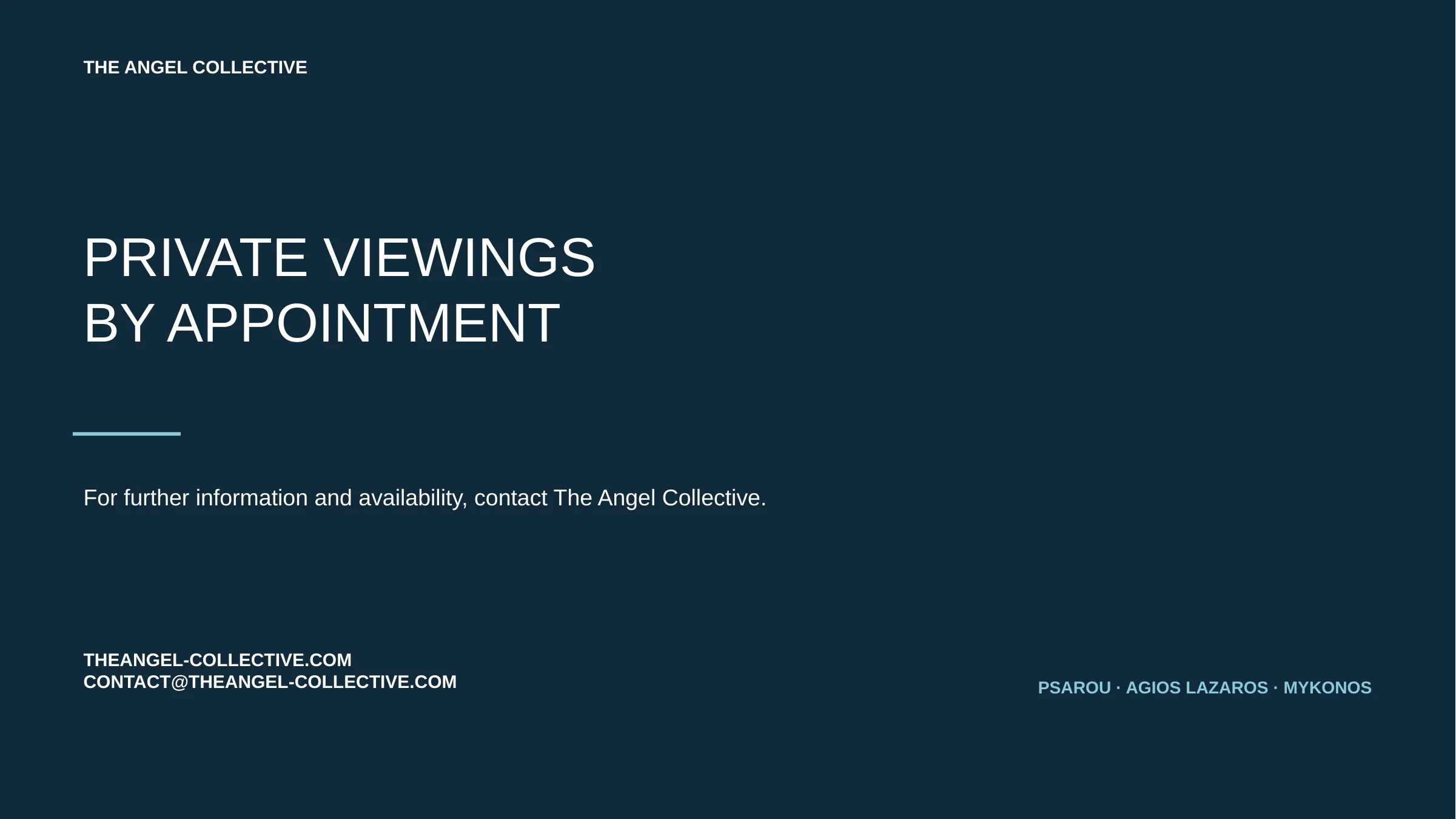 Private viewing and contact information for a sea-view residence in Psarou-Agios Lazaros, Mykonos.