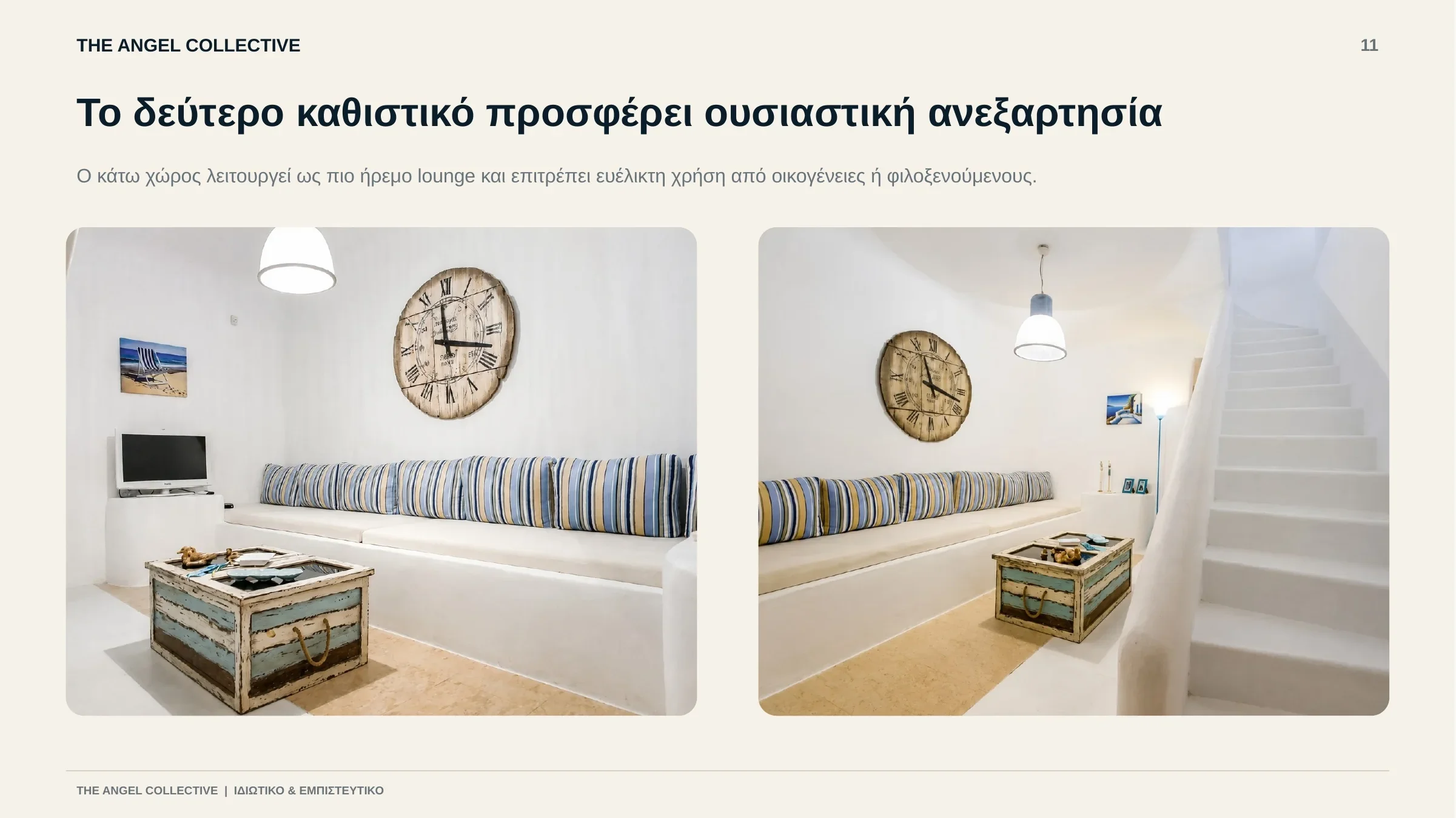 Ανεξάρτητο δεύτερο lounge που προσφέρει ήρεμο χώρο για οικογένεια ή φιλοξενούμενους.