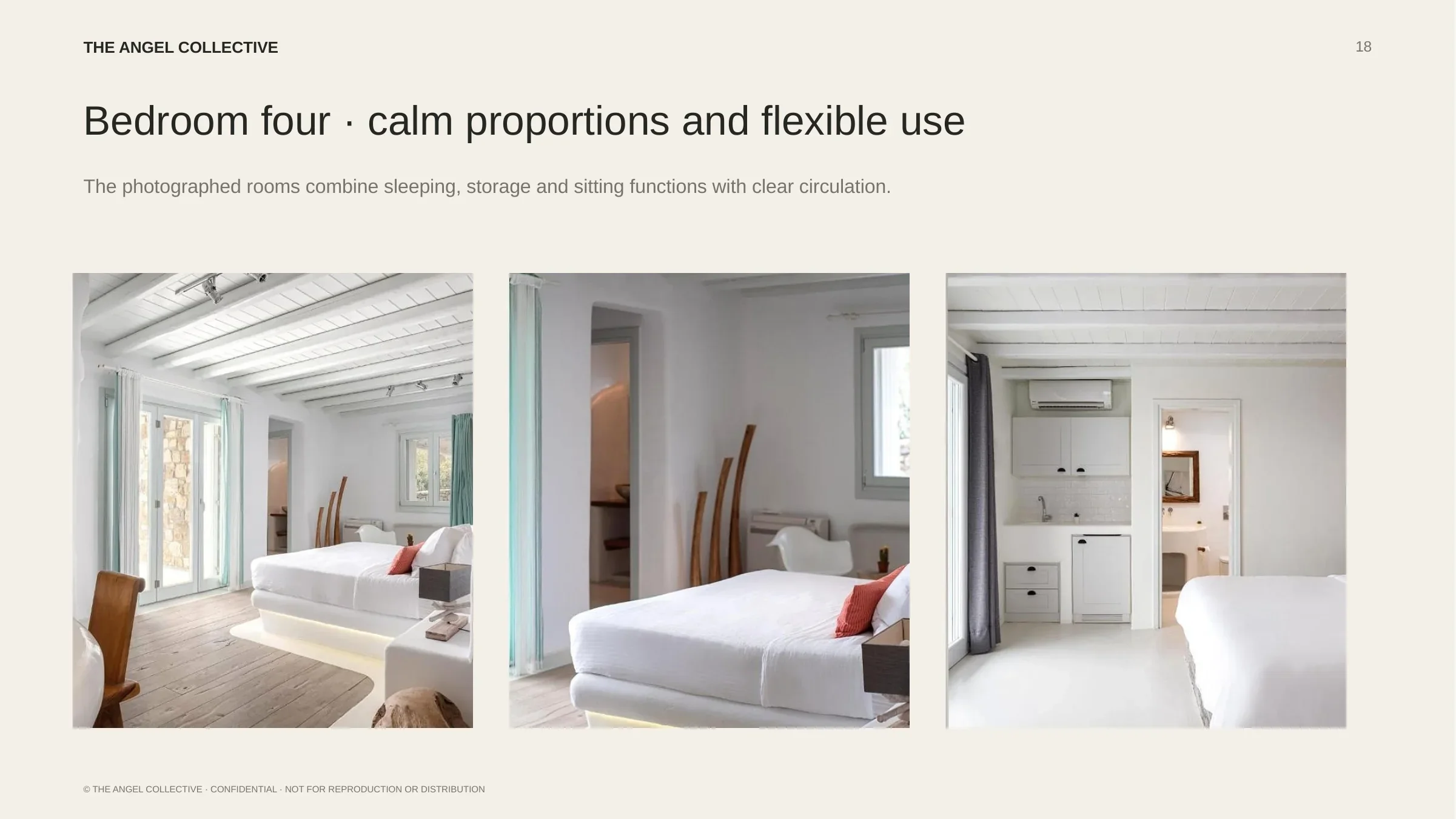 Bedroom four: Calm guest bedroom with built-in storage, natural light and flexible living space.