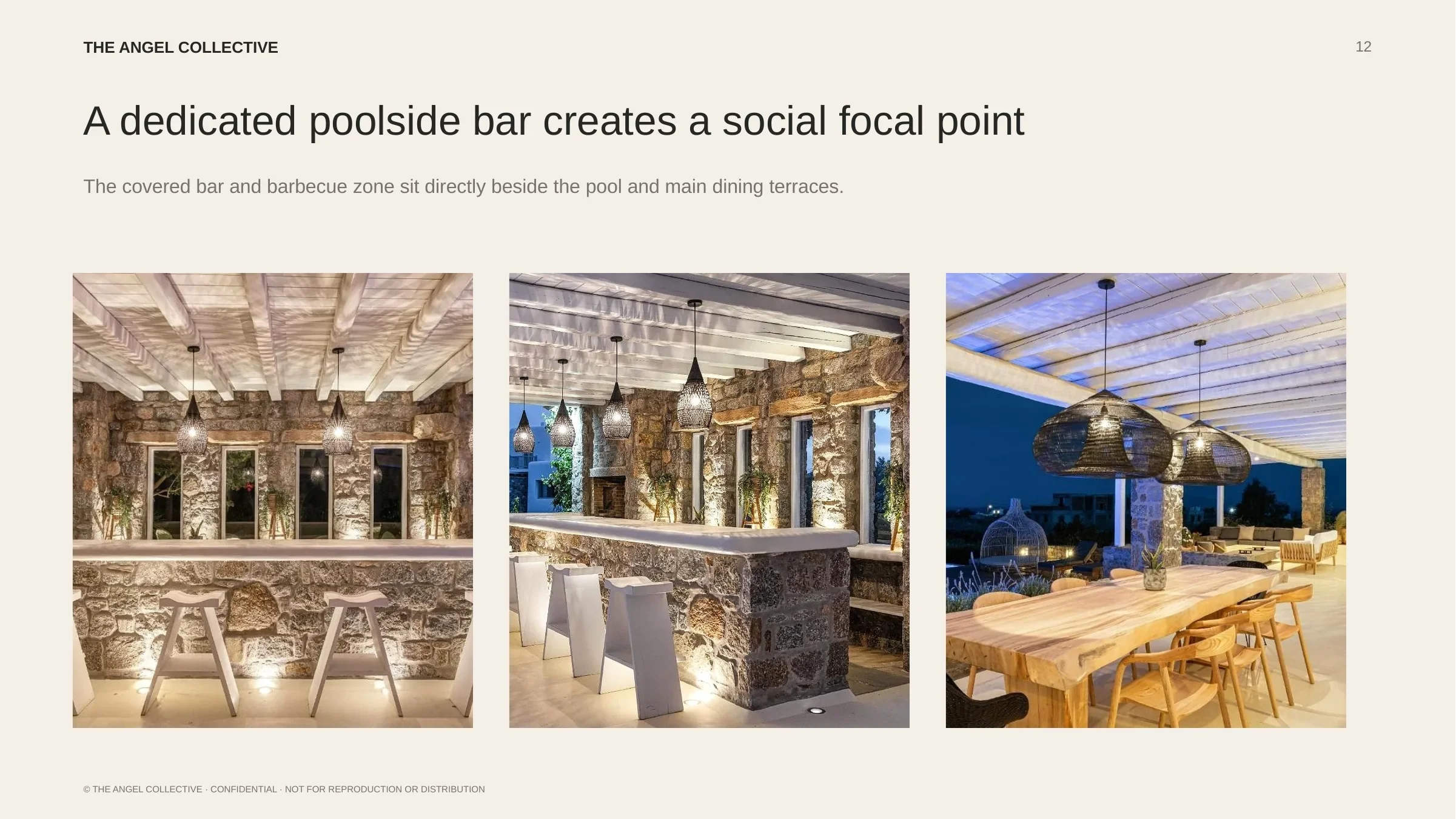 Poolside bar: Stone poolside bar, barbecue and covered dining area for outdoor entertaining.