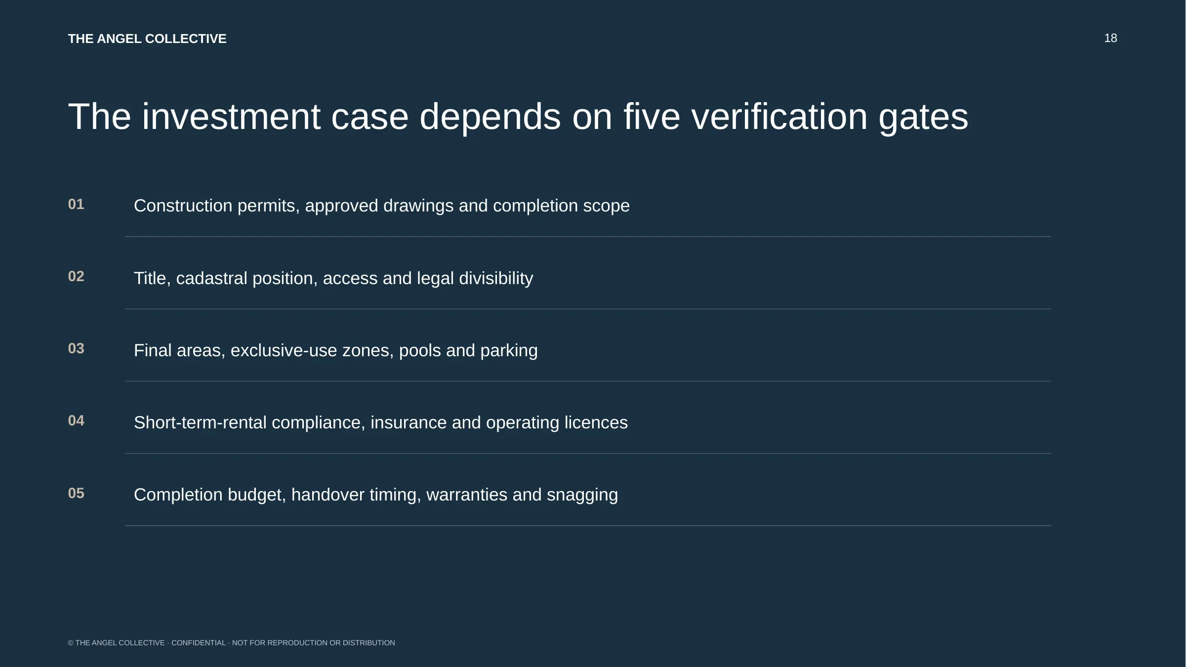 Due diligence and verification checklist for the Agrari property investment.