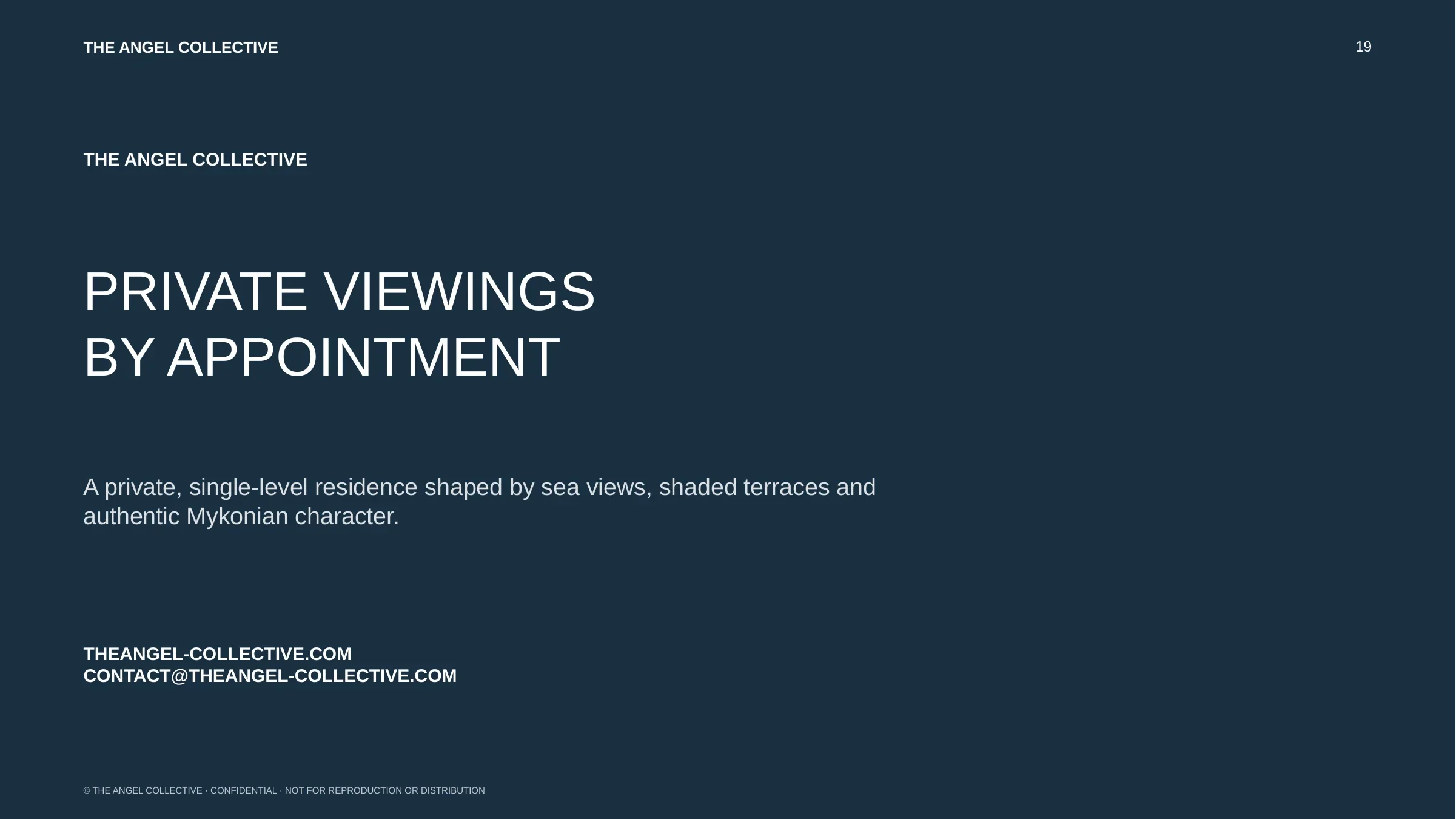 Private viewing and contact information for a furnished sea-view residence in Kalafati, Mykonos.