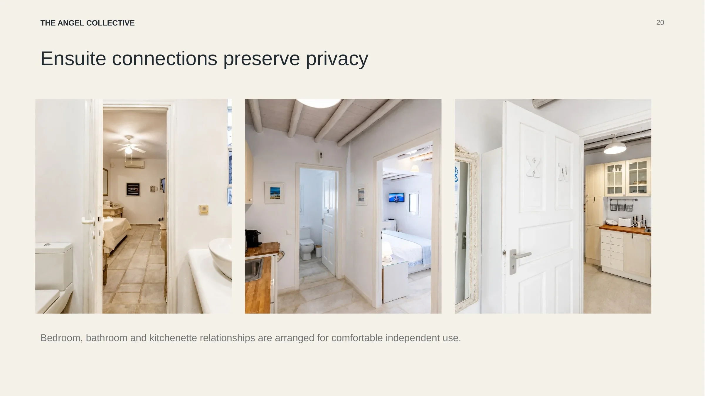 Private connections between the bedroom, en-suite bathroom and upper-level kitchenette.