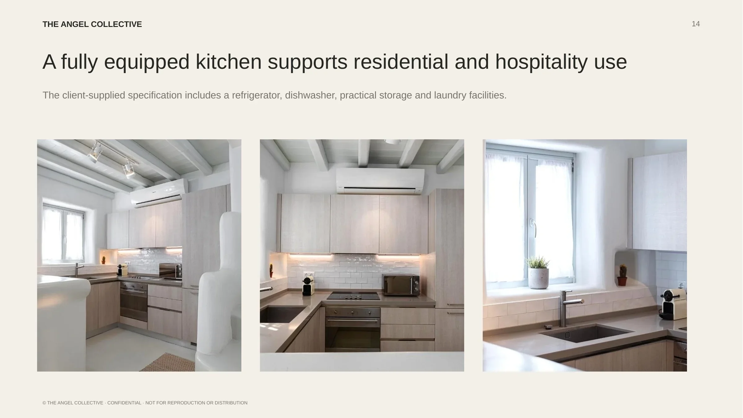 Kitchen: Fully equipped modern kitchen with integrated appliances, generous worktops and natural light.