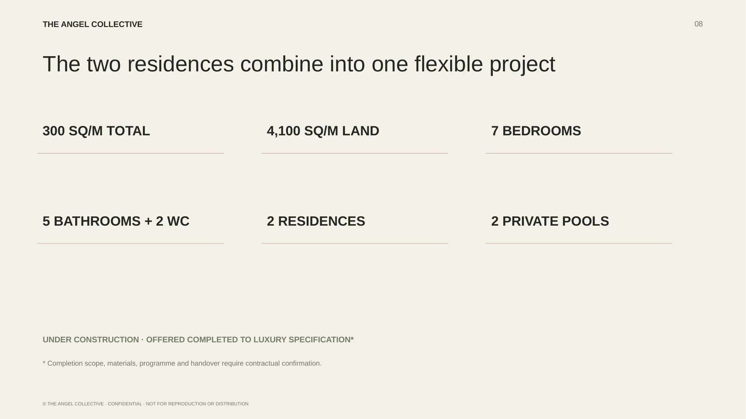 Combined overview of the two-villa residential development in Agrari, Mykonos.