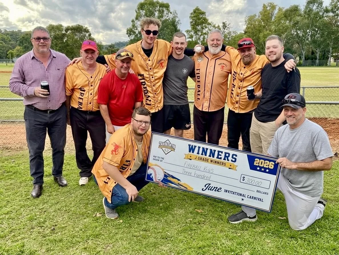 The Tamworth baseball carnival concluded with a 12-11 win to the Fireball kegs. Congrats guys, looks like it was a successful and fun weekend away.