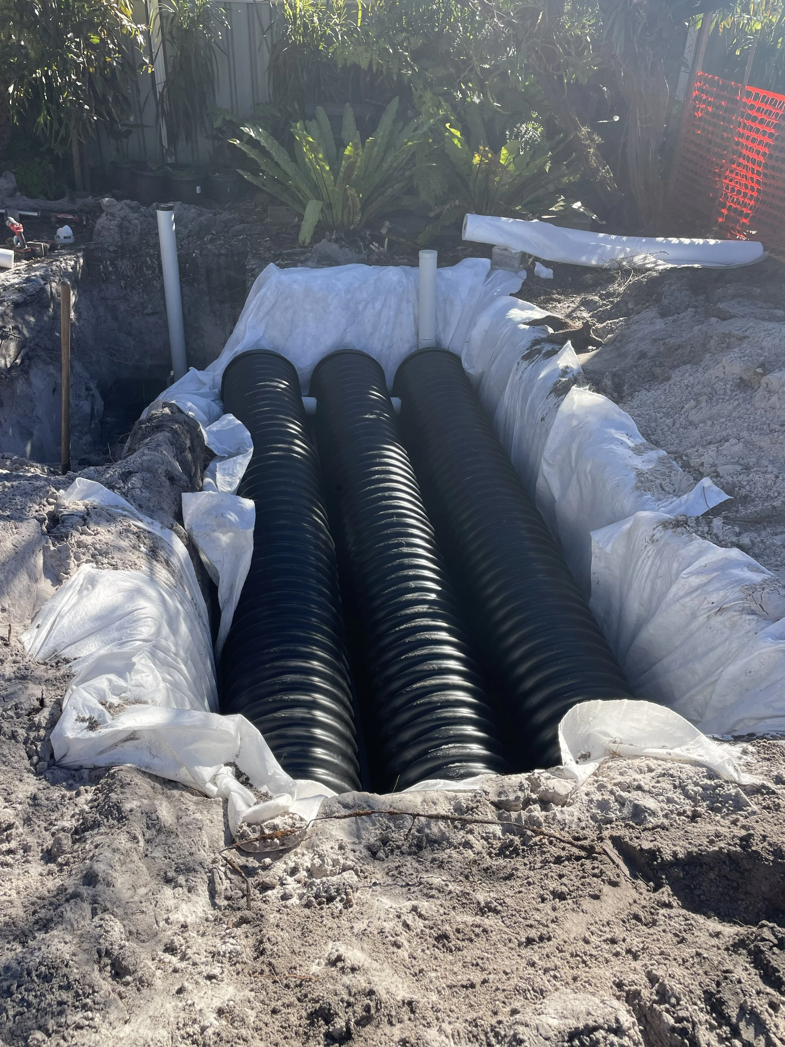 Stormwater Absorption Trench to control Stormwater Overflow where no mains are available