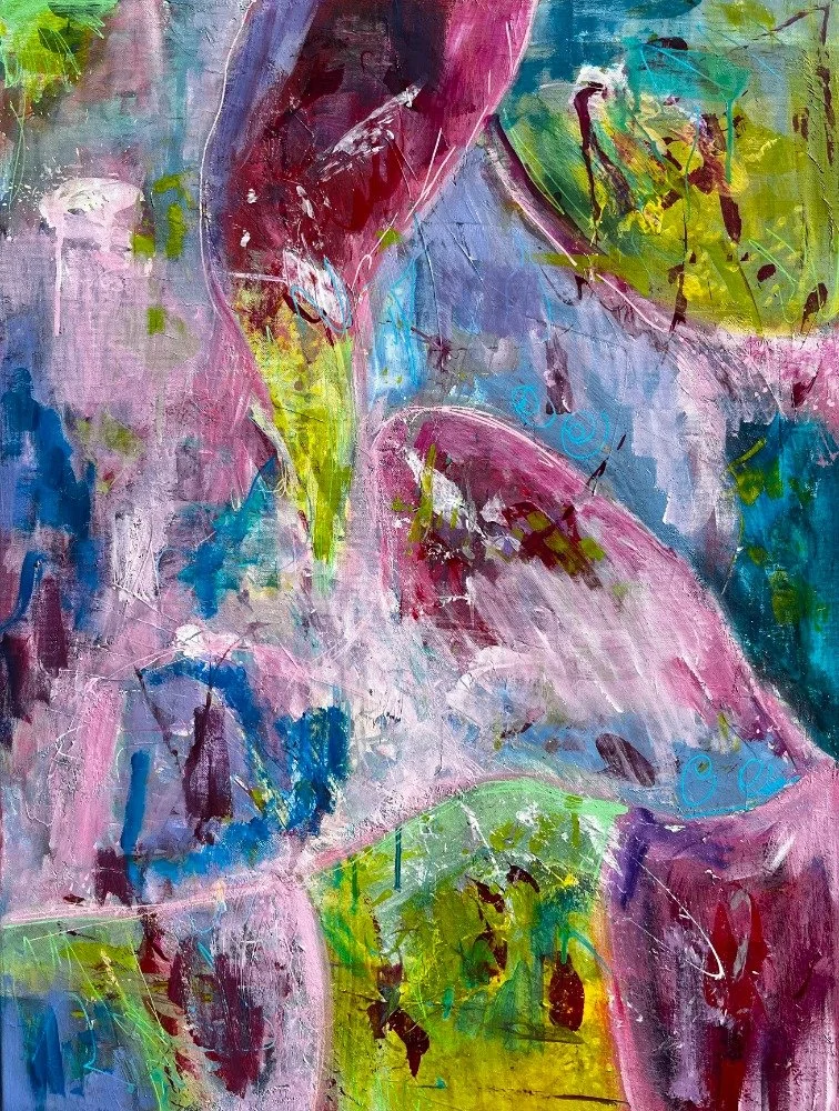 Abstrakt Lilla - 60x80cm Lerret - Mixed Media med Olje - NOK 10 000