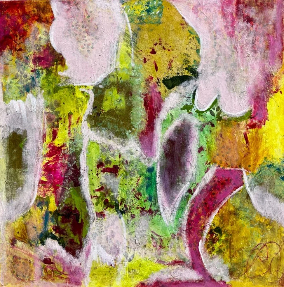 Vårlys - 80x80cm Lerret - Mixed Media med Olje - NOK 13 200