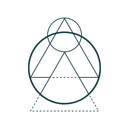 Free Living Co's sacred geometry logo featuring overlapping circles, triangles, and a rectangle arranged symmetrically against a white background