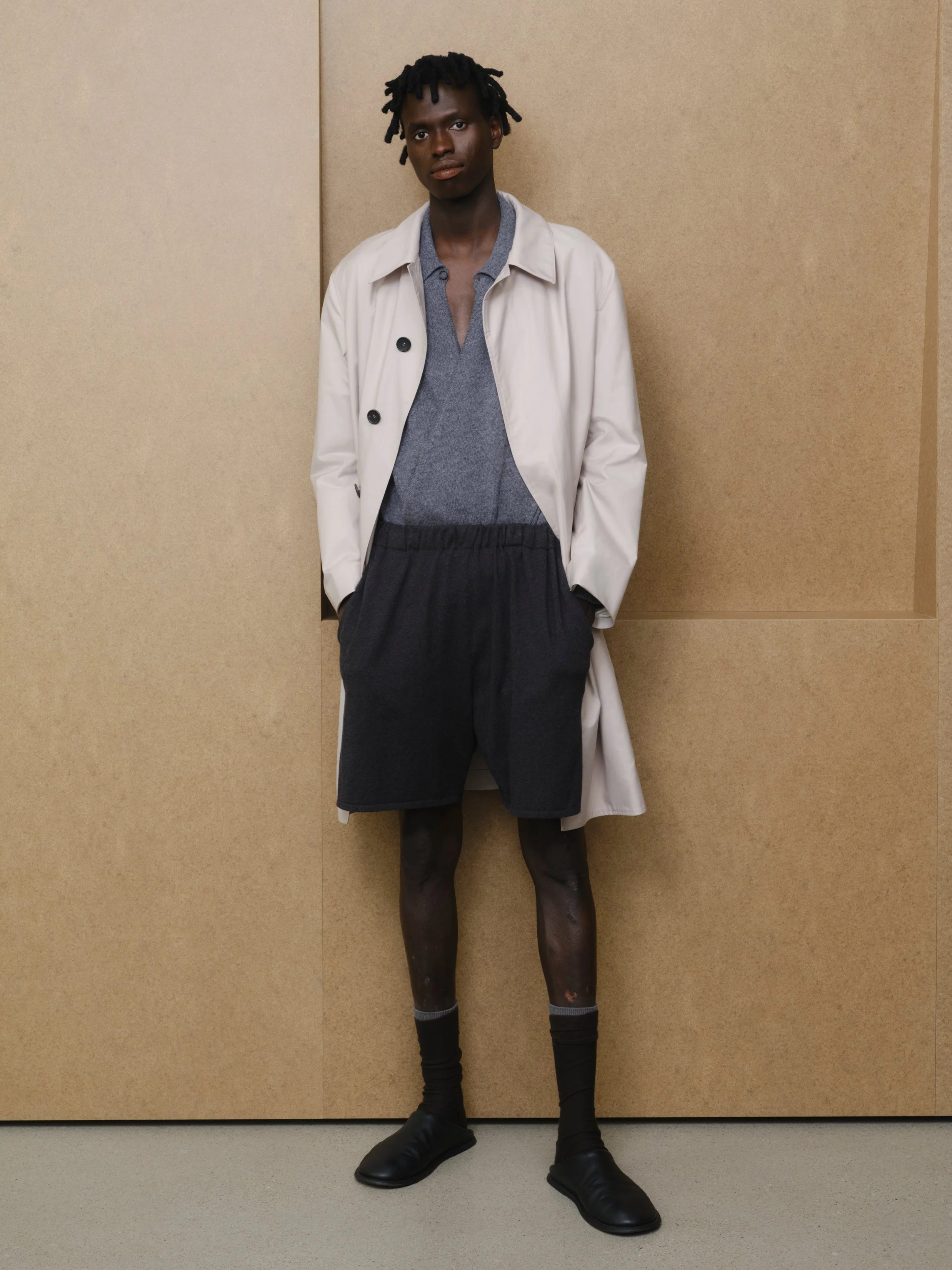 Fold-Up Front Knitted Polo Pullover