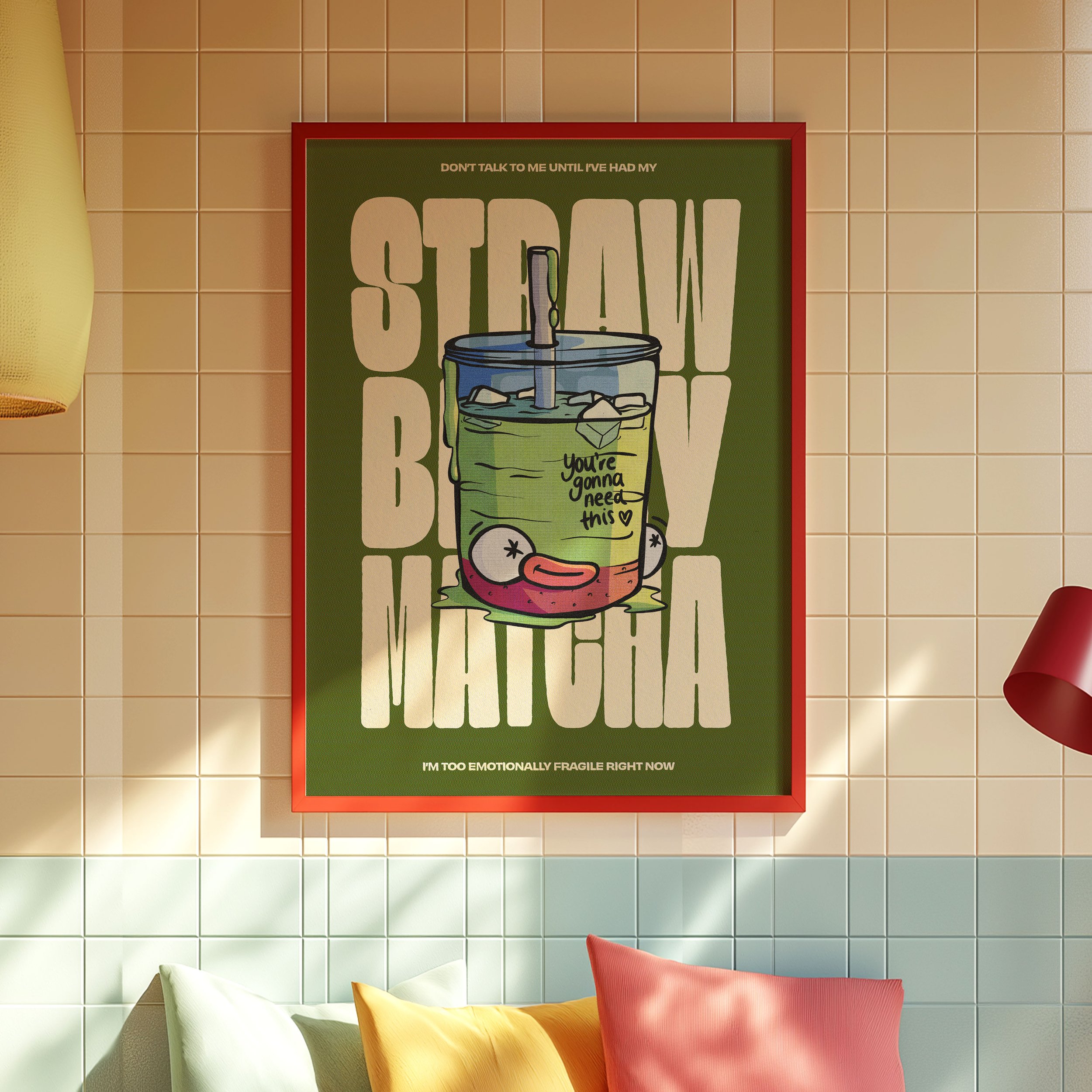 Strawberry Matcha Colour Poster Print - Green