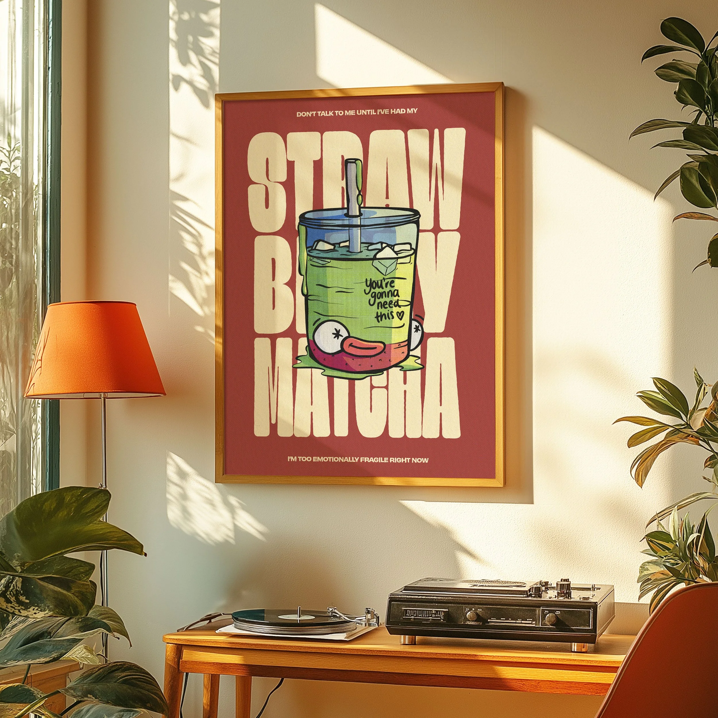 Strawberry Matcha Colour Poster Print - Red