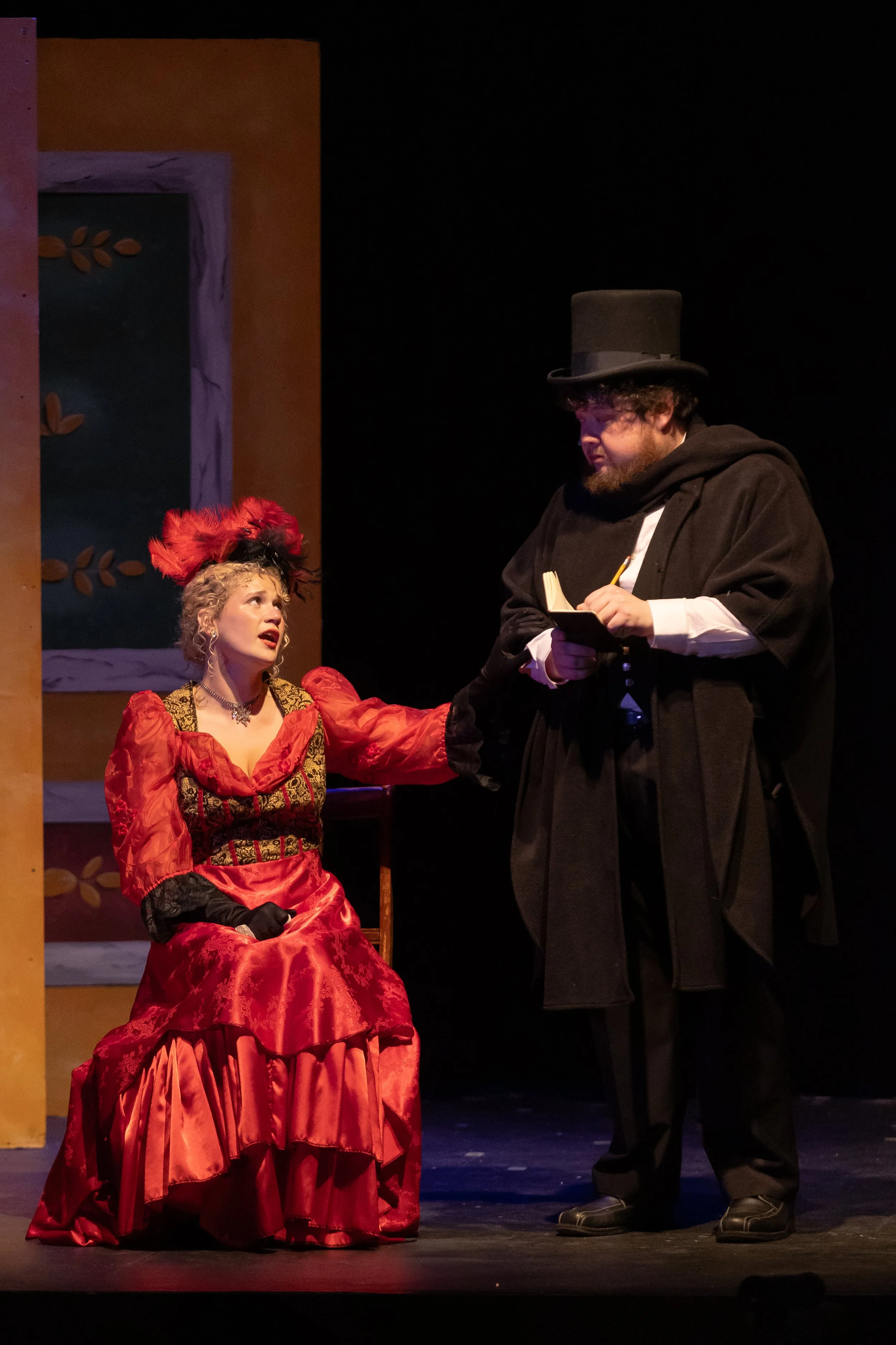 Sibella from A Gentleman's Guide To Love And Murder giving her witness statement.