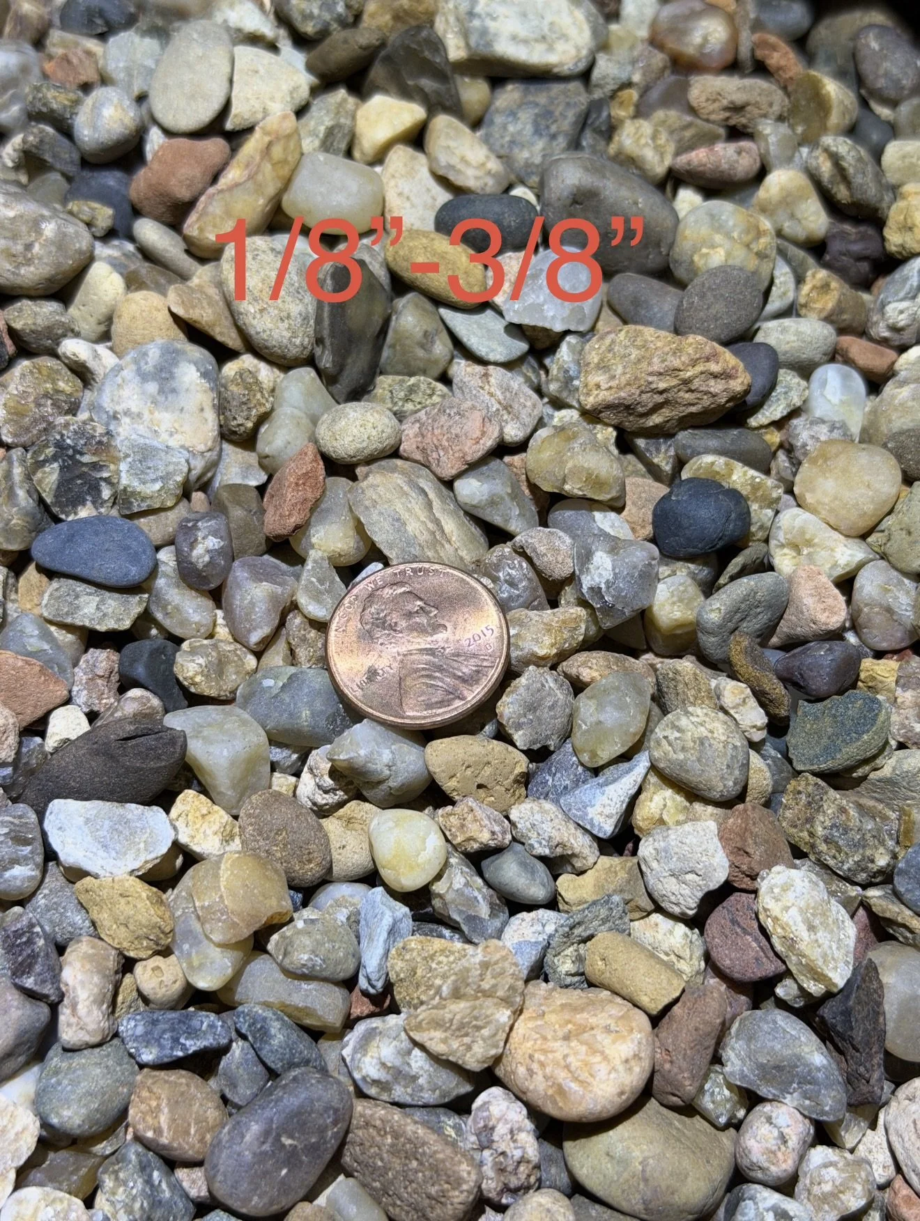1/8”-3/8” river rocks.