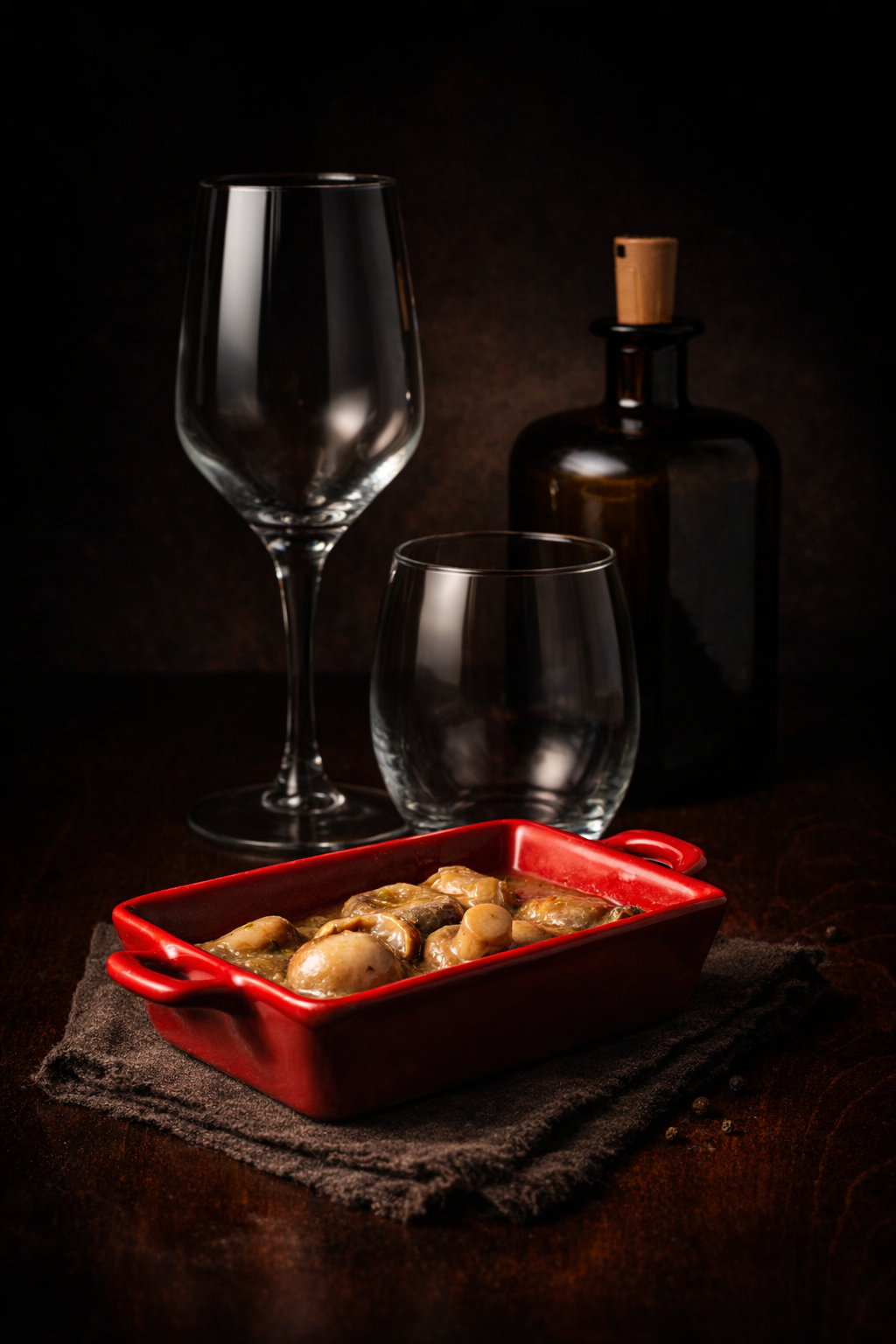 Fotografía gastronómica profesional de plato gourmet y vino  para restaurante en hondarribia