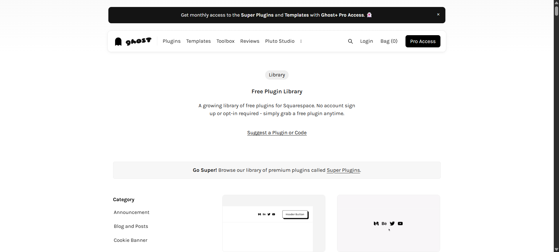 Ghost Plugins for boosting Squarespace SEO, enhancing layouts, and adding web functionality.