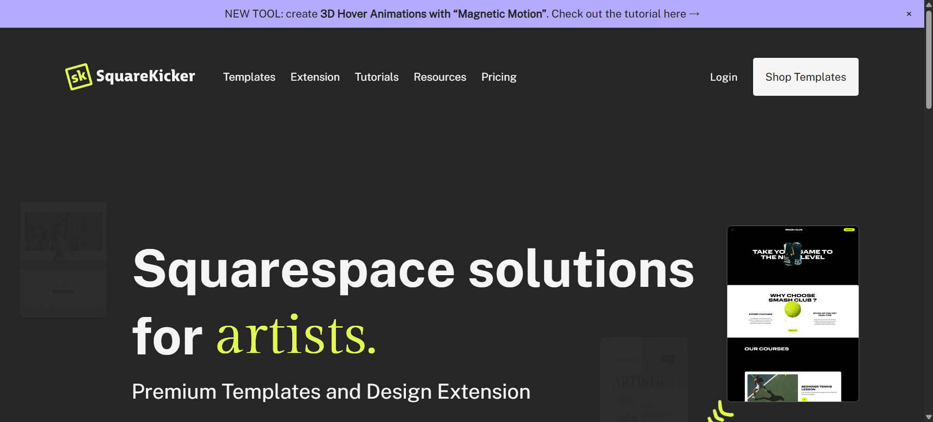 SquareKicker no-code drag-and-drop editor for advanced visual customization in Squarespace.