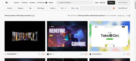 Award-winning websites showcasing high-end, innovative web design and usability from Awwwards
