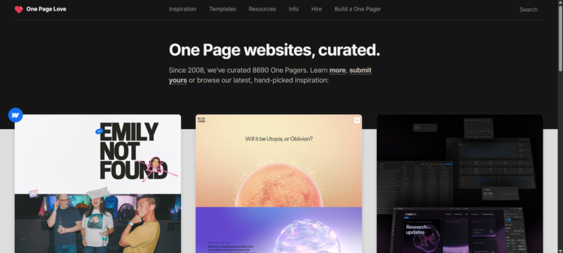 Minimalist and conversion-focused one-page website inspiration for service businesses on One Page Love