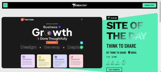 Showcase of visually stunning and well-coded websites focusing on frontend design from CSSNectar