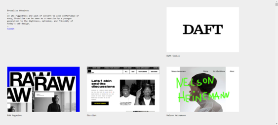 Unique, bold, and unconventional brutalist web design examples for edgy brands on Brutalist Websites
