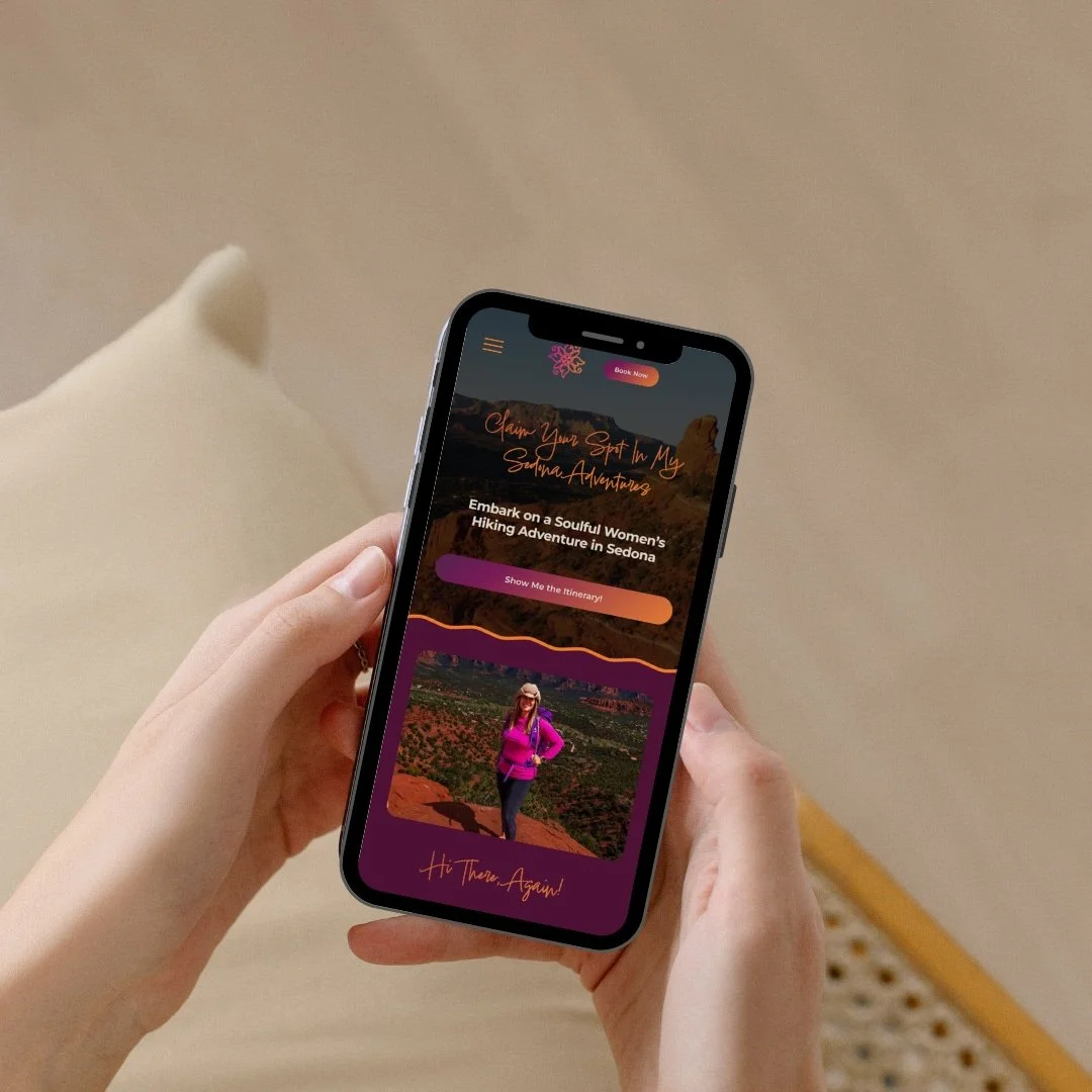 Diseño web en Squarespace para retiros de senderismo para mujeres, optimizado para reservas, storytelling emocional, bienestar y experiencias transformadoras en la naturaleza.