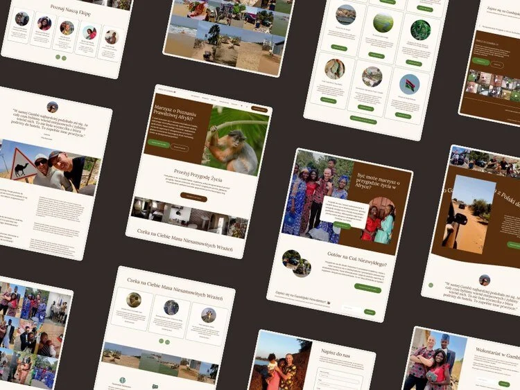 Strona podróżnicza eco-tourism z immersyjnymi doświadczeniami, bookingiem i autentyczną kulturą lokalną
