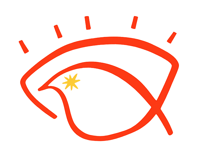 Bold logo of a line drawing of a bird within in an eye - representing the idea that awareness leads to freedom.