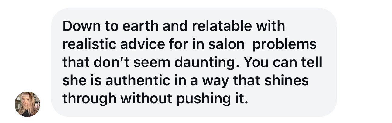 Client testimonial sharing increased clarity, alignment, and confidence through energy coaching for women and stylists