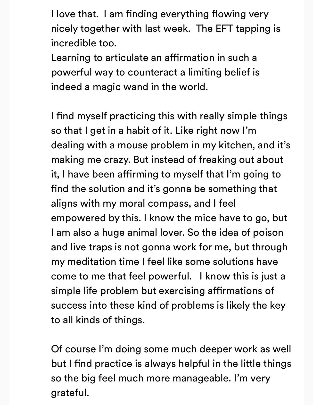 Client testimonial highlighting stronger boundaries, clarity, and confidence after working through energy coaching