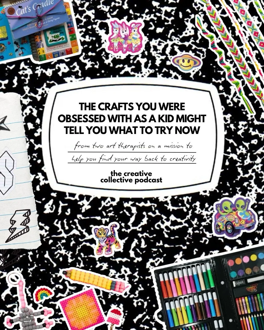 Were you a friendship bracelet kid, a sticker collector, or the kid who bedazzled every school supply you owned?!

We spent this episode talking about what we loved making as kids and what we were obsessed with collecting. We also tried to figure out