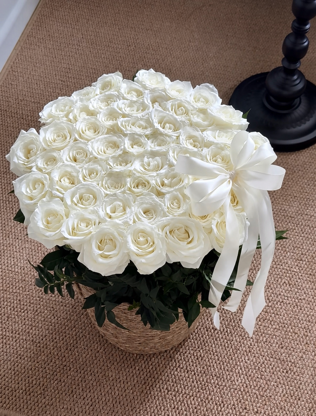 Luxury White Rose Basket