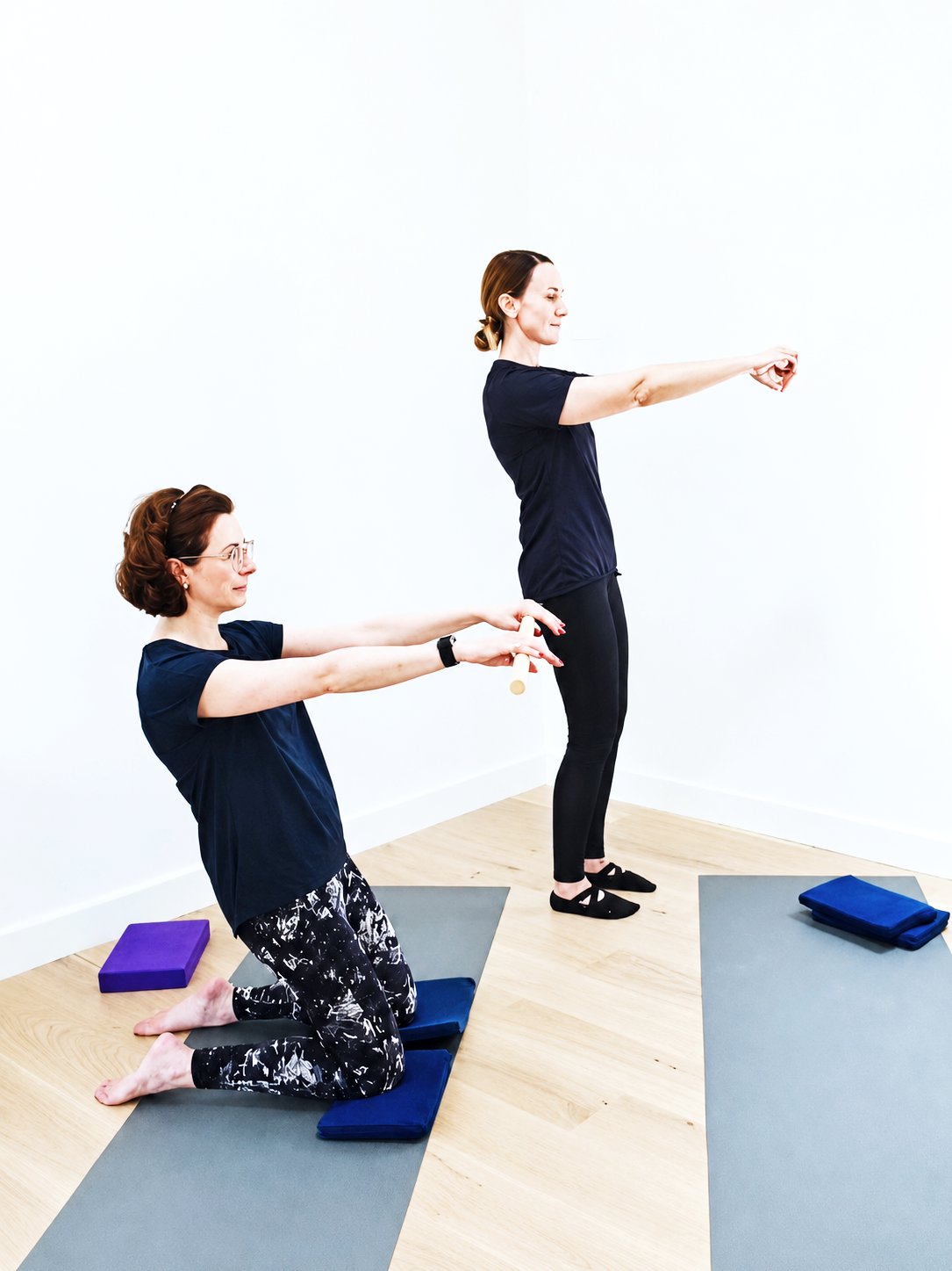 Jenny Hopps teaching a private Breast Cancer Recovery Pilates session.