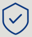 A shield with a check mark inside, representing security or protection