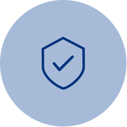 A shield with a check mark inside it, representing security or protection.
