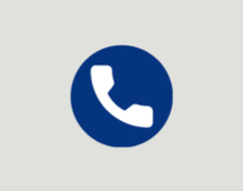 Phone receiver icon inside a blue circle on a light gray background.