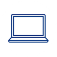 Simple outline of a laptop computer with a thin bezel and a centered screen