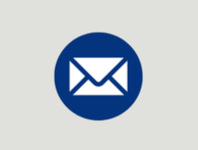 Email icon inside a blue circle on a gray background