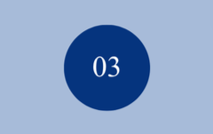 Blue circular badge with the number 03.
