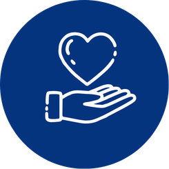 Icon of a heart above a hand, symbolizing care or donation.