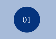 Blue circle with the number 01 inside, on a light blue background.