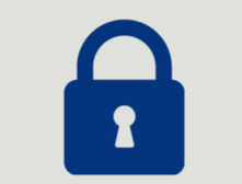Icon of a blue padlock on a light background.