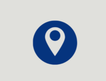 Map pin icon with a white circle in the center on a dark blue background