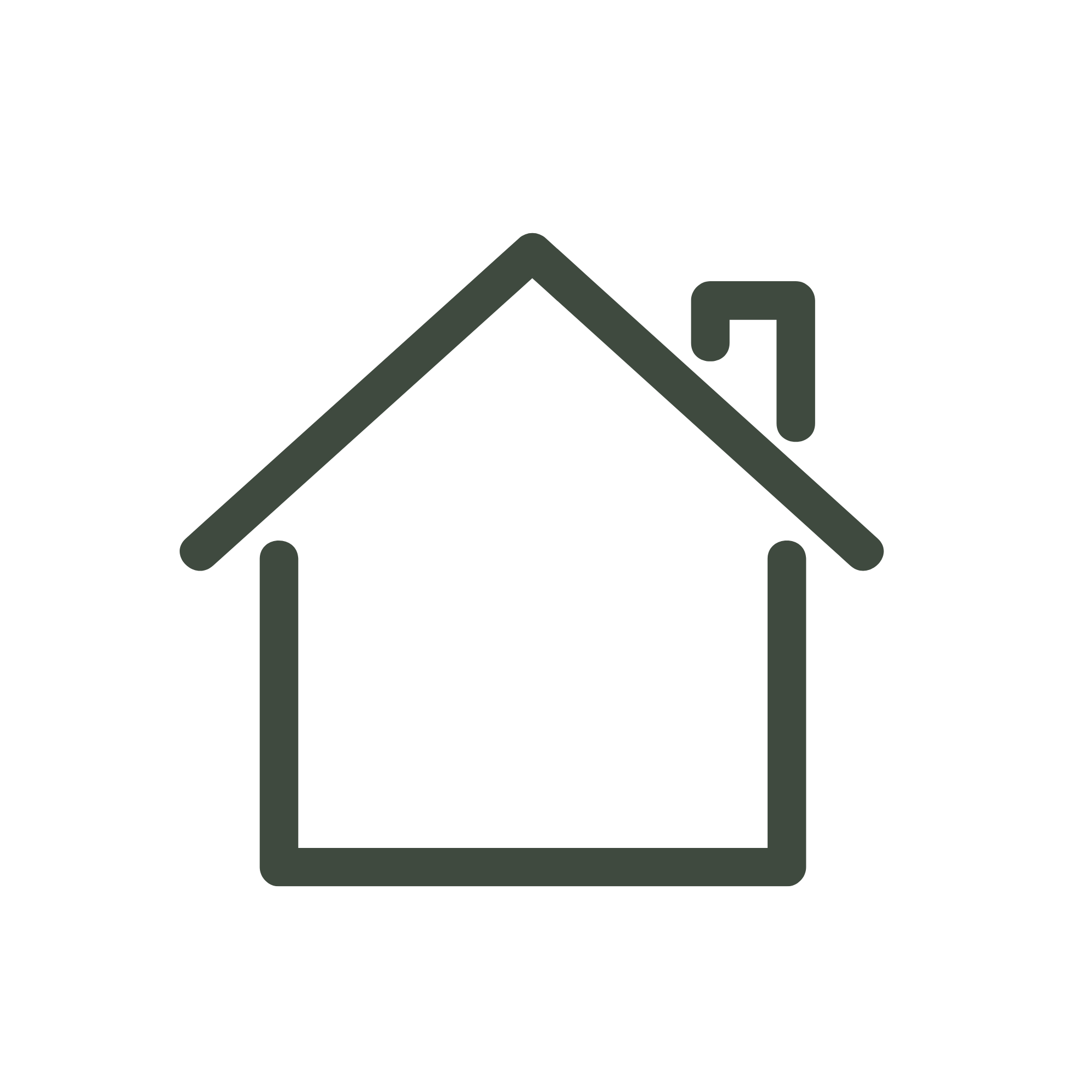 Outline icon of a house with a chimney on the right side.