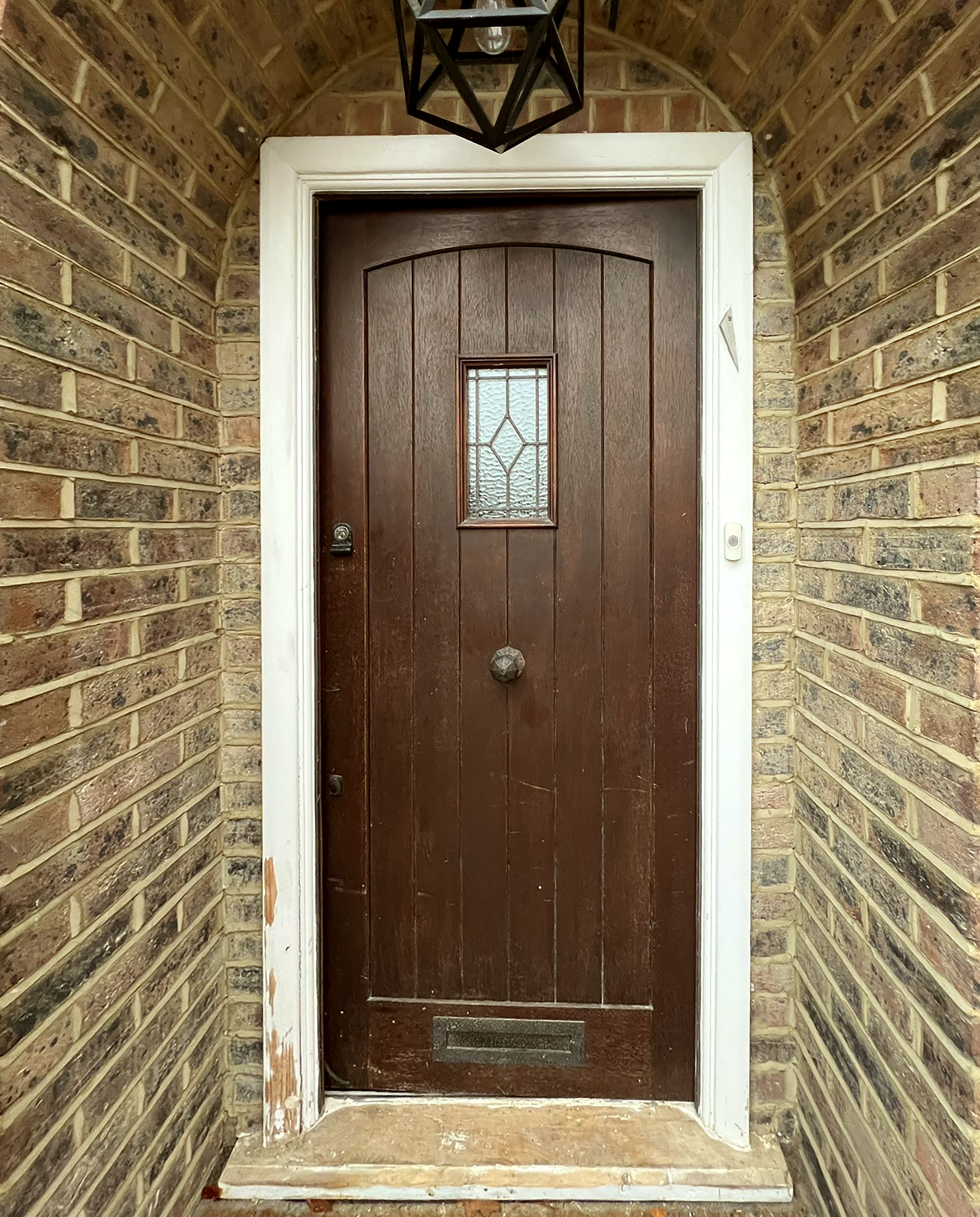 Before picture of old timber door.